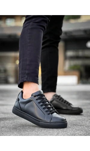 KB-BX1  Kuback Siyah Cilt Yüksek Siyah Taban Günlük Erkek Ayakkabı
