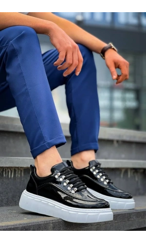 KB-X10 Kuback Siyah Rugan Beyaz Yüksek Taban Günlük Spor Ayakkabı