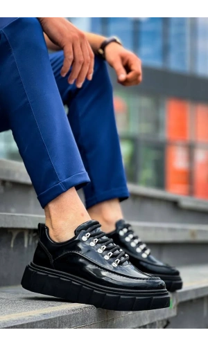 KB-X10 Kuback Siyah Rugan Siyah Yüksek Taban Günlük Spor Ayakkabı