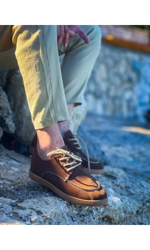 KB-X5 Kuback Kahve Süet Bağcıklı  Günlük Erkek Ayakkabı