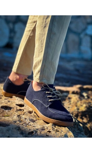 KB-X5 Kuback Lacivert  Süet Bağcıklı  Günlük Erkek Ayakkabı