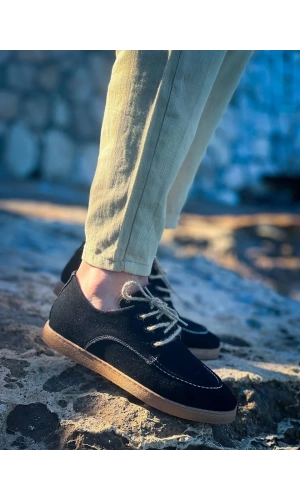 KB-X5 Kuback Siyah  Süet Bağcıklı  Günlük Erkek Ayakkabı
