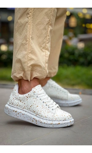 KB-X500  Kuback Beyaz Gold  Bağcıklı  Günlük Erkek  Ayakkabı