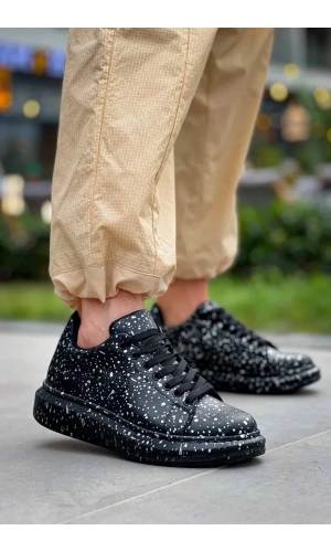 KB-X500  Kuback Siyah Silwer  Bağcıklı  Günlük Erkek  Ayakkabı