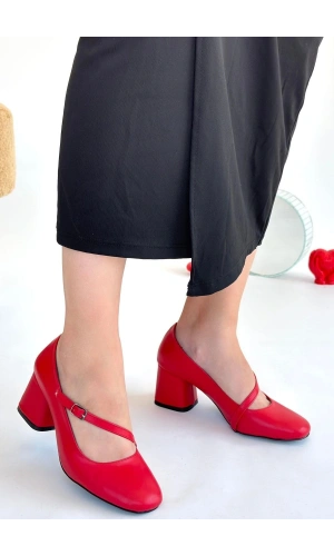 Kier Kırmızı Cilt Topuklu Ayakkabı