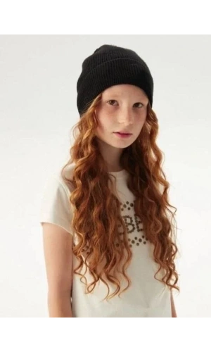 Kız Çocuk Katlamalı Basic Bere - Siyah