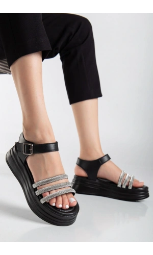Lalen Siyah Kemerli Sandalet