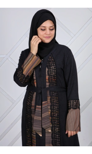 Lazer İşlemeli Küpür Ferace 7119 Siyah