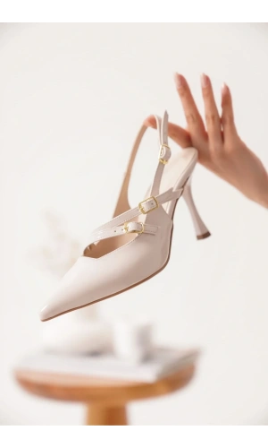 Lenora Kadın Bej Rugan Topuklu Ayakkabı