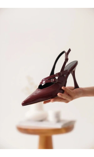 Lenora Kadın Bordo Rugan Topuklu Ayakkabı