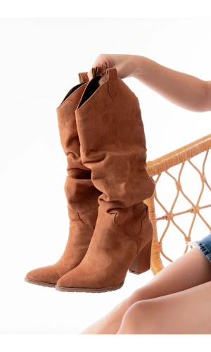 LS-1884 Taba Süet Günlük Kadın Çizme