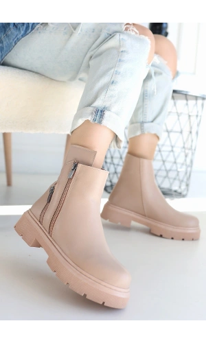 Menta Nude Cilt Fermuar Aksesuarlı Bot