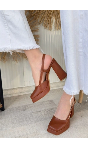Mety Taba Cilt Topuklu Ayakkabı
