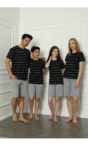 Moda Çizgi Aile Penye Şortlu Pijama Takım (anne - kız ) 50115 Ayrı Ayrı Satılır . Fiyatları Farklıdır
