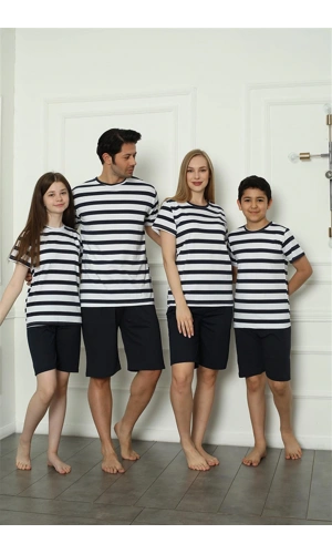 Moda Çizgi Aile Penye Şortlu Pijama Takım (anne - kız ) 50116 Ayrı Ayrı Satılır . Fiyatları Farklıdır