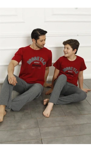 Moda Çizgi Baba Oğul Kırmızı Aile Pijama Takım Ayrı Ayrı Satılır 50102