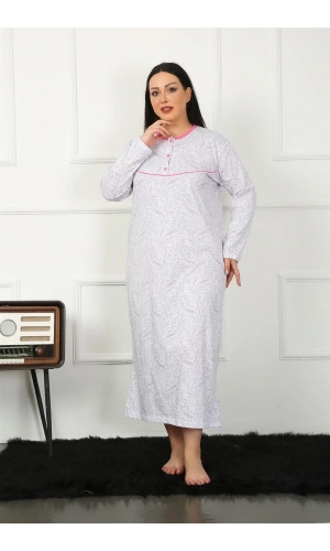 Moda Çizgi Big Uzun Kol Fuşya Anne Gecelik 1359