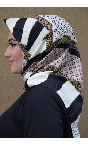 Moda Çizgi Desenli Eşarp