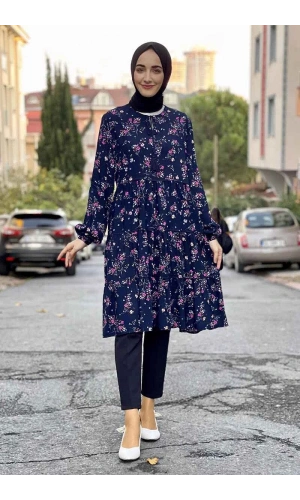 Moda Çizgi Desenli Tunik