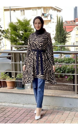Moda Çizgi Desenli Tunik