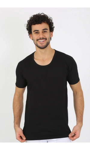 Moda Çizgi Erkek Açık Yaka Siyah Penye Atlet 6565