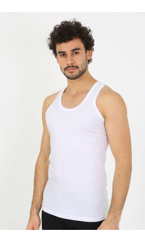 moda çizgi Erkek Beyaz Ribana Atlet 6502