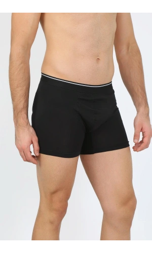 Moda Çizgi Erkek Büyük Beden Pamuk Likralı Boxer Siyah 40134