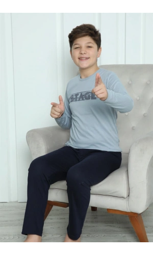 Moda Çizgi Erkek Çocuk Penye Pijama Takım 20415