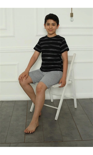 Moda Çizgi Erkek Çocuk Penye Şortlu Pijama Takım 20392