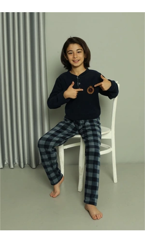 Moda Çizgi Erkek Çocuk WelSoft Polar Lacivert Pijama Takımı 20549