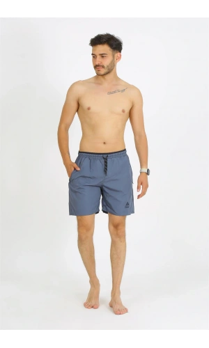 Moda Çizgi Erkek Gri Deniz Şortu 27485