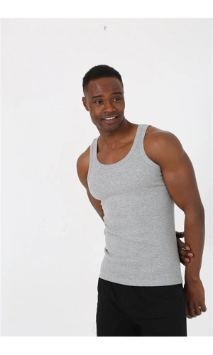 Moda Çizgi Erkek Gri Sporcu Ribana Atlet 6503