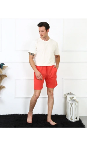 Moda Çizgi Erkek Lakost Mercan Şort 27487