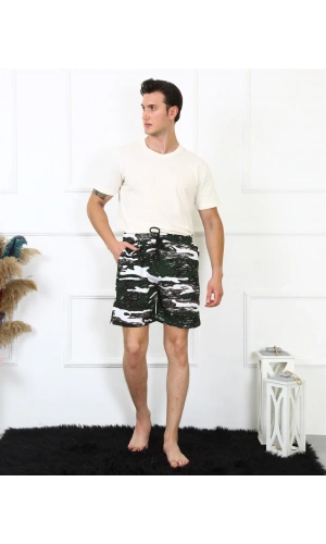 Moda Çizgi Erkek Lakost Siyah Şort 27487