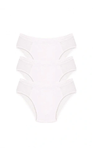 Moda Çizgi Erkek Pamuk 3lü Beyaz Slip 40129