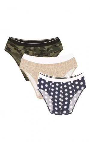 Moda Çizgi Erkek Pamuk 3lü Desenli Likralı Slip 40121