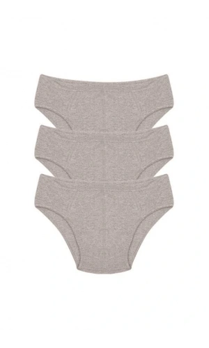 Moda Çizgi Erkek Pamuk 3lü Gri Slip 40129