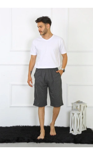 Moda Çizgi Erkek Pamuk Antrasit Kapri 27480