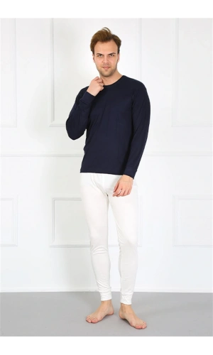 Moda Çizgi Erkek Pamuk Beyaz Tek Alt İçlik 19102