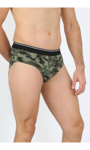 Moda Çizgi Erkek Pamuk Desenli Likralı Slip Haki 40131