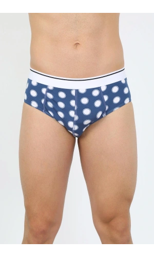 Moda Çizgi Erkek Pamuk Desenli Likralı Slip Lacivert 40131