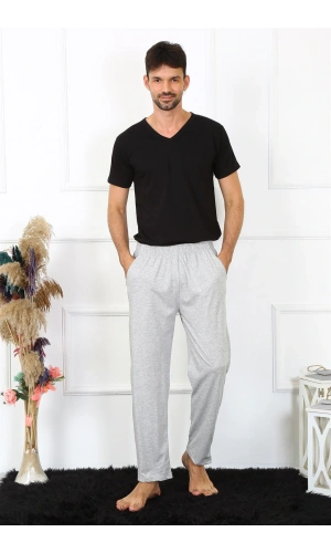 Moda Çizgi Erkek Pamuk Gri Tek Alt Pijama 27495