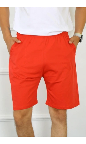 Moda Çizgi Erkek Pamuk Kırmızı Şort 27484