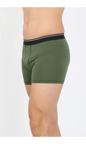 Moda Çizgi Erkek Pamuk Likralı Boxer Haki 40133