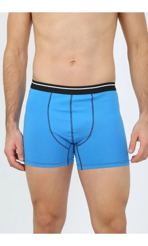 Moda Çizgi Erkek Pamuk Likralı Boxer Mavi 40133