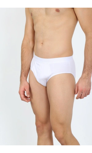 Moda Çizgi Erkek Pamuk Likralı Slip Beyaz 40132