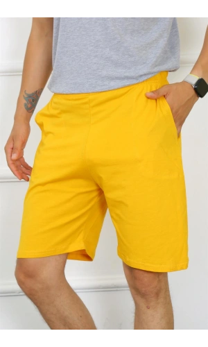 Moda Çizgi Erkek Pamuk Sarı Şort 27484