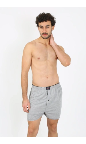 Moda Çizgi Erkek Penye Boxer Gri 40091