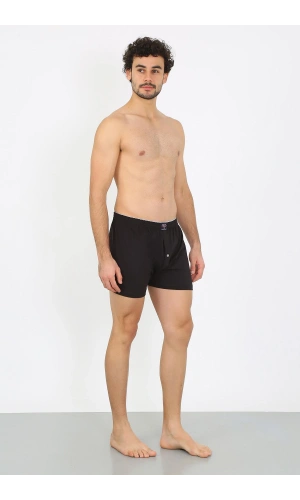 Moda Çizgi Erkek Penye Boxer Siyah 40091
