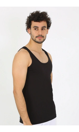 moda çizgi Erkek Penye Siyah Atlet 6566